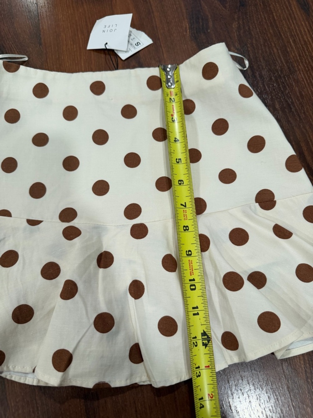 NWT Zara women's Polka Dot Ruffled Mini Skirt Sz Small Linen blend - Picture 5 of 9